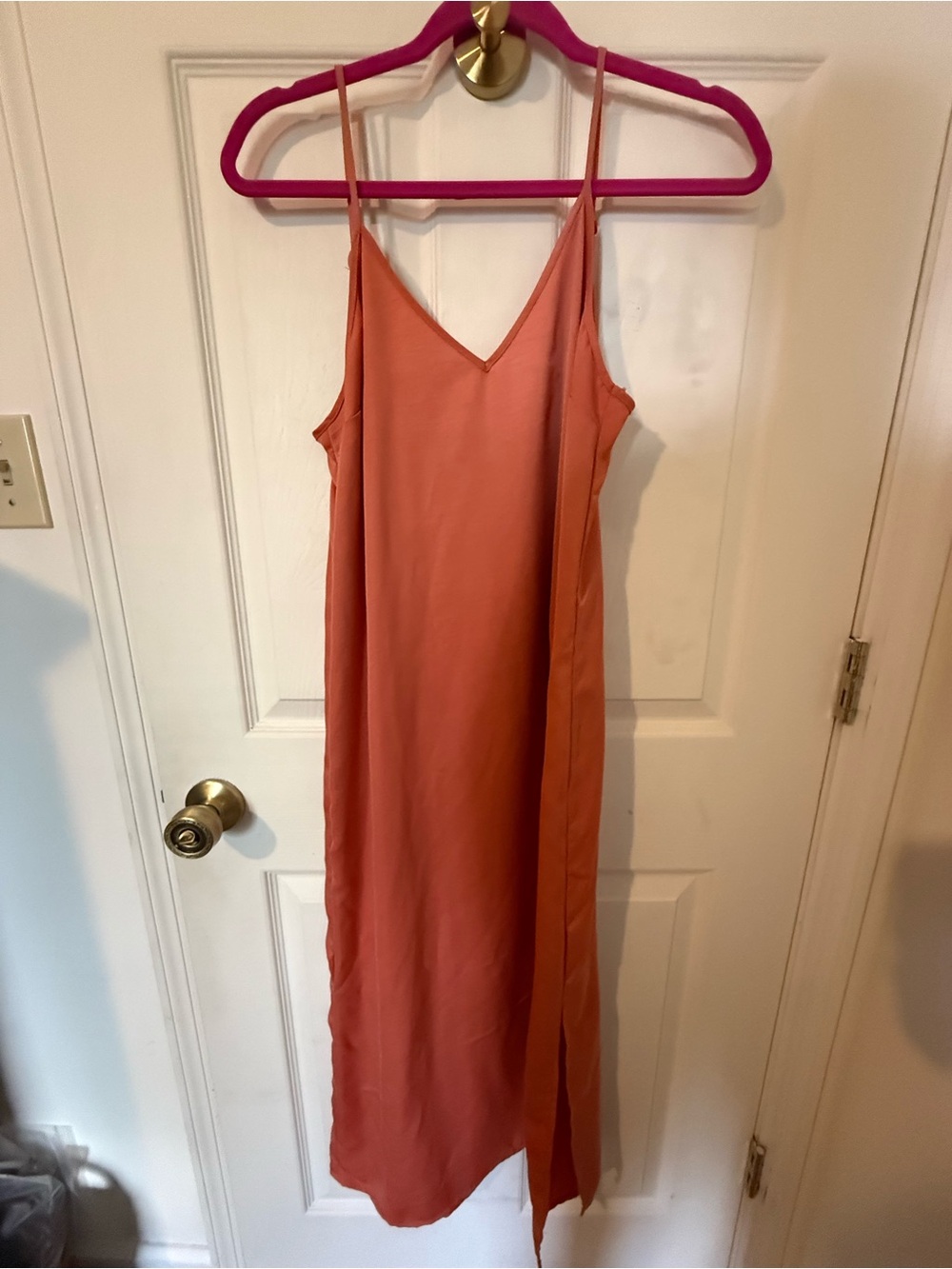 a new day Orange Slip Midi Dress with V-Neck